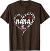 Black White Family Cow Farm Nana Cow Print Cow Heart Pattern Farmer Cows Mother's Day T-Shirt - Brown