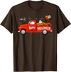 Spooky Harvest Cassic Pickup Truck Designs Classic Truck Happy Halloween Pumpkin Spooky Fall Farmhouse T-Shirt - Brown