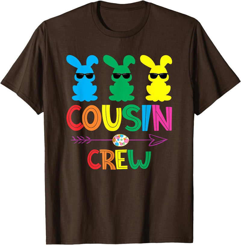 Easter Cousin Crew Rabbit Cute Matching Easter Day Party T-Shirt in Brown