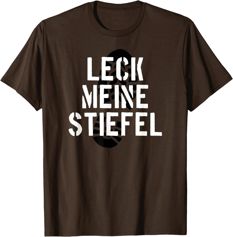 Bear Daddy Leck Meine Stiefel Lick My Boots German Gay Leather T-Shirt T-Shirt - Brown