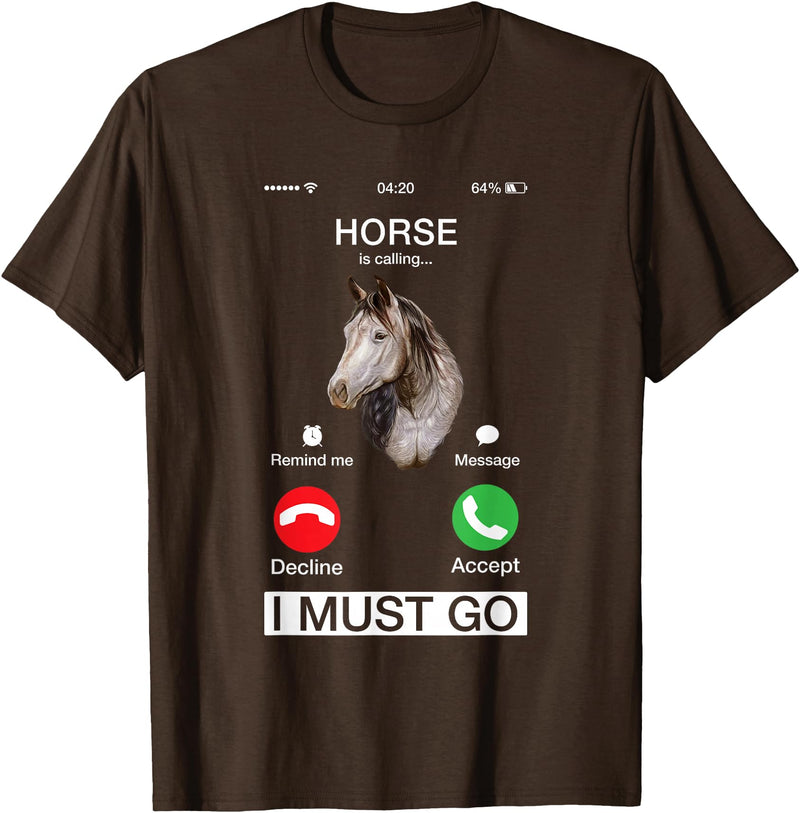 Horse Art Vibes Horse Calls Cute Equine Art Racing Animal Lover Novelty T-Shirt - Brown