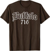 Buffalo NY by Kruzelly Vintage Buffalo New York 716 T-Shirt - Brown