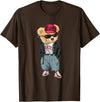 Punk Rocker Teddy Bear Rap Hip Hop Gift Men Women Punk Rocker Rapper Popster Punker Teddy Bear Rap Hip Hop T-Shirt - Brown