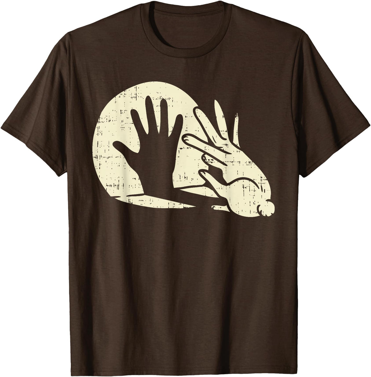 Funny Rabbit Animal Bunny Lover Shadow Play Pun Gift T-Shirt in Brown