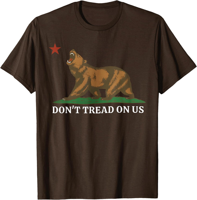 Dont Tread On Us Bear California Patriot Tee Don't Tread On Us California Bear Patriotic T-Shirt - Brown
