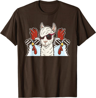 Llama Gifts & Accessories Chicken Llama Cool Alpaca - Lamaist Animal Llama T-Shirt - Brown