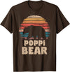 Poppi Bear Grandpa Clothing Poppi Bear Vintage Retro Funny Father's Day T-Shirt - Brown