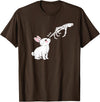 Cute Skeleton Hand Boop Bunny Rabbit Funny Easter Day T-Shirt in Brown