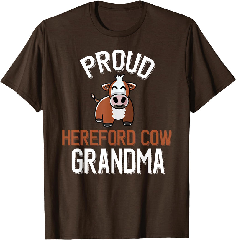 Cute Hereford Cow Family Apparel Proud Hereford Cow Grandma T-Shirt - Brown