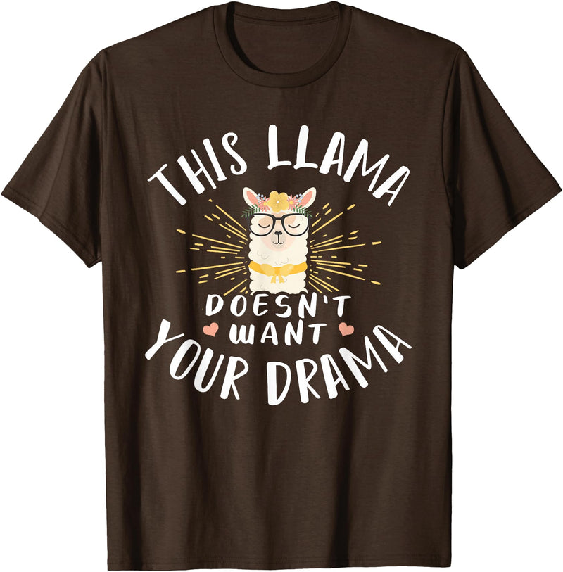 Cute Llama And Alpaca Animal Design Ideas Dieses Lama Wanna dein Drama nicht T-Shirt - Brown