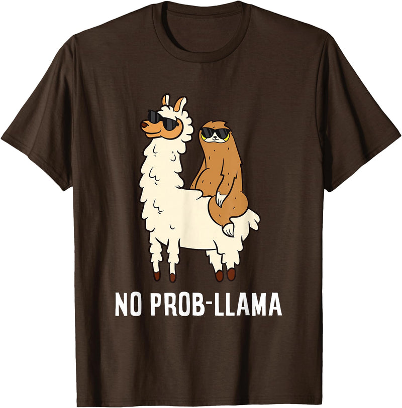The Llama Lover No Prob-llama Cute No Prob Llama T-Shirt - Brown