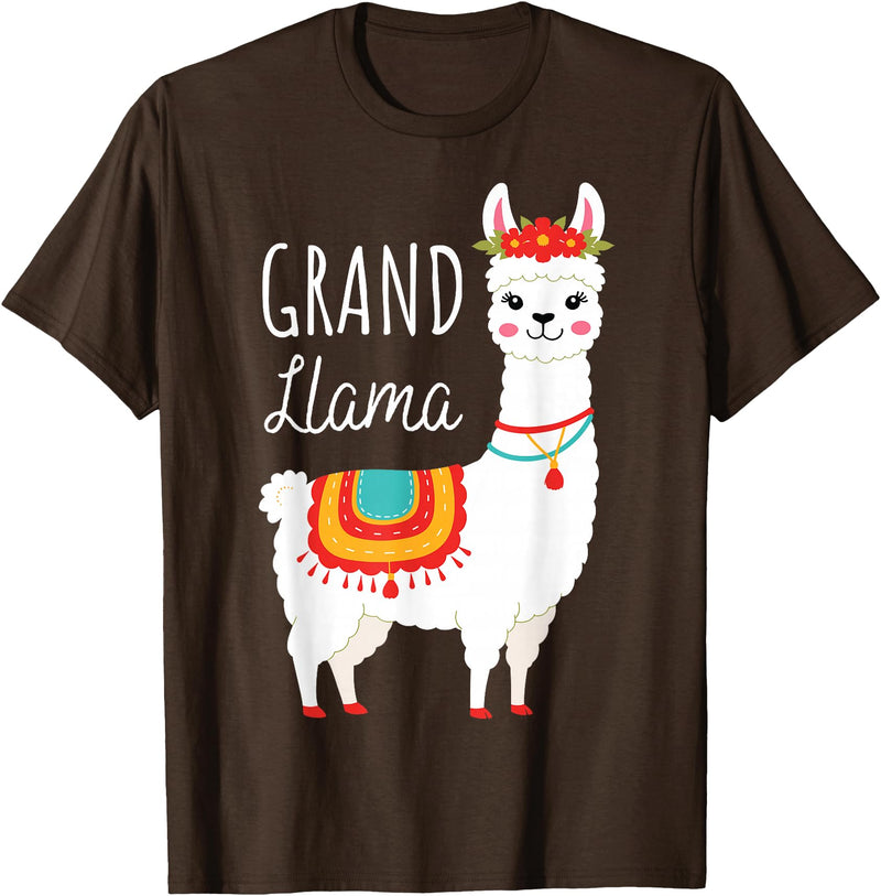 Mother's Day Gifts & Apparel Grand Llama - Grandma Grandmother Llama Lovers Mother's Day T-Shirt - Brown
