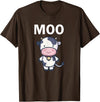 Moo Cow Funny Farmer Cow for Adults Kids Boys and Girls T-Shirt - Brown