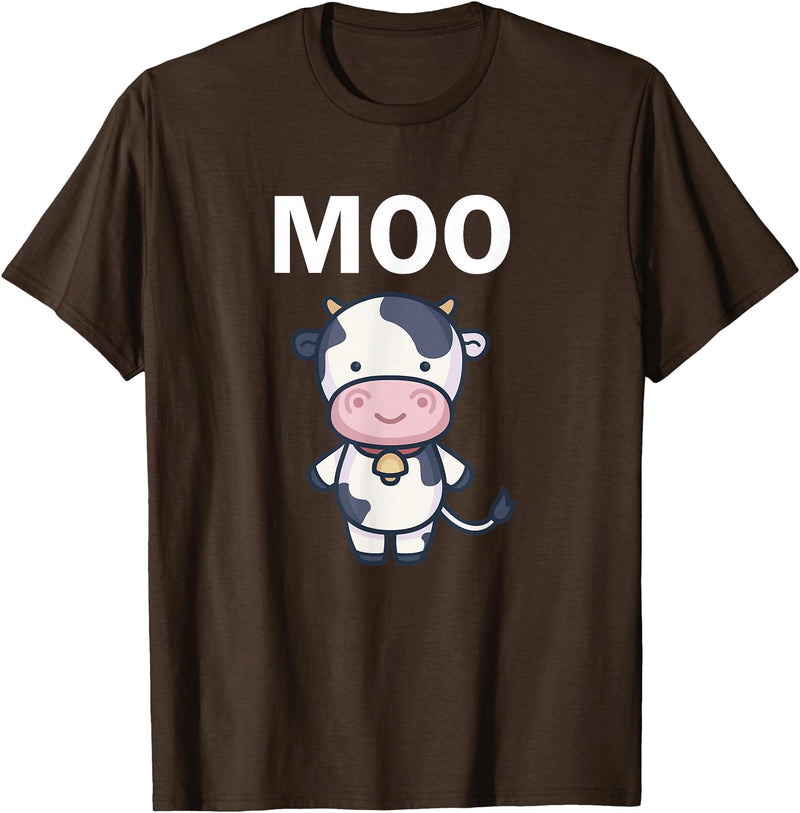 Moo Cow Funny Farmer Cow for Adults Kids Boys and Girls T-Shirt - Brown