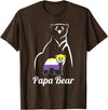 Non-Binary Family Bear Designs LGBT Non-Binary Papa Bear Enby Non Binary Pride T-Shirt - Brown