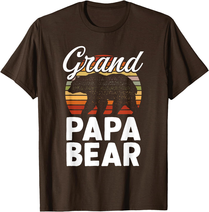 Crazy Grandpa Apparel & Gifts Fun Grandpa Animal Sunset Graphic - Grandpapa Bear T-Shirt - Brown