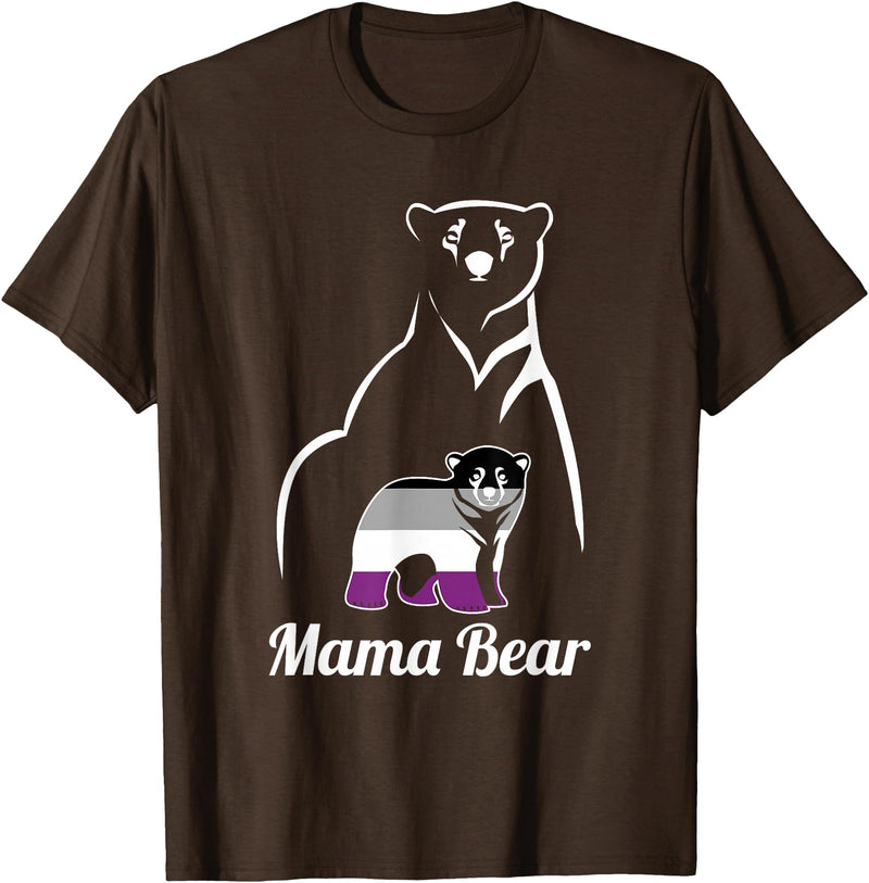 Asexual Mama Bear Designs Co. Asexual Mama Bear Asexual Pride LGBT Ace Pride Flag Mom T-Shirt - Brown