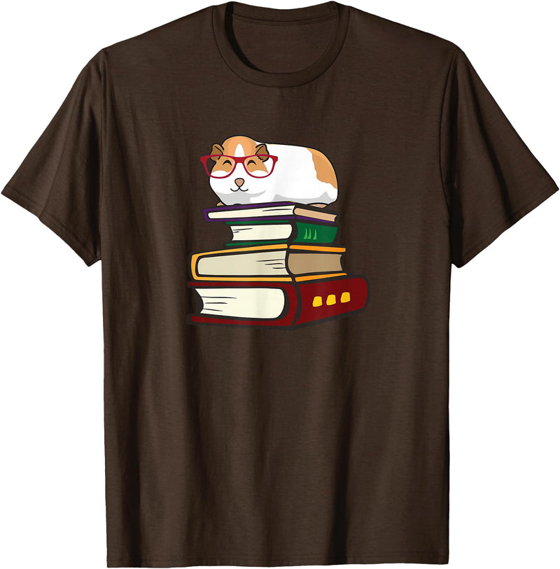 Kids Wheek Cavy Mom Gift T Shirts & Hoodies Cute Reading Books Merch Girls & Boys Guinea Pig Lover T-Shirt - Brown