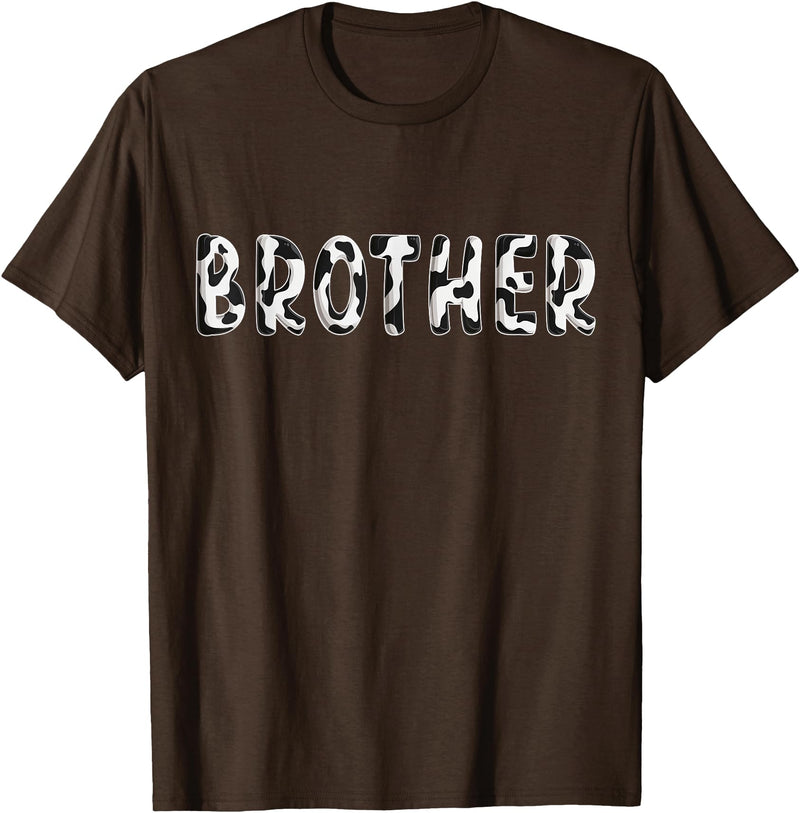 Cow Pattern Print Family Matching Birthday Shirts Cow Brother Birthday Family Matching Fathers Day Boy Girl T-Shirt - Brown