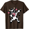 Funny Dabbing Cow Design Ls Dabbing Cow Farm Animal Cow Lover Farming T-Shirt - Brown