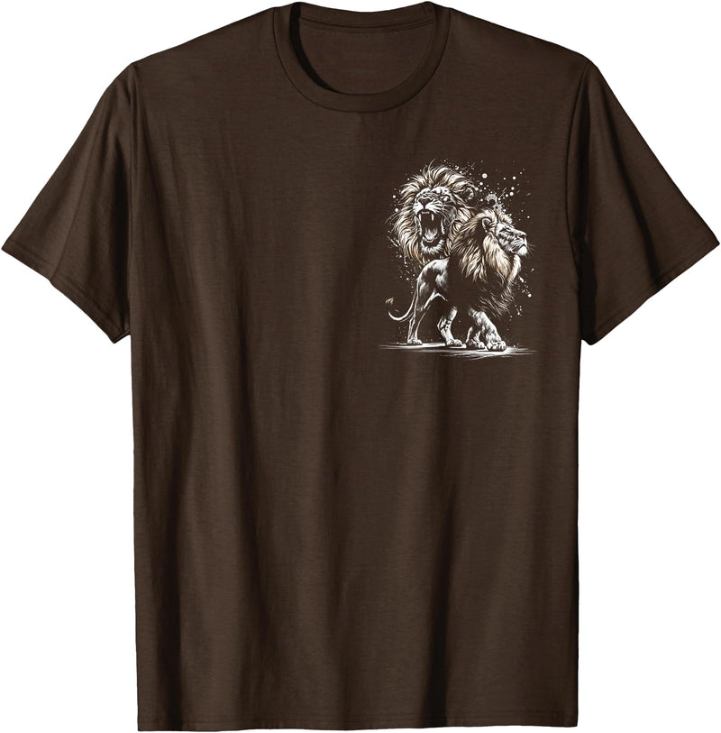 MyAnimal - Your Favourite Animal Wear Lion majestic and proud in artistic style on chest T-Shirt - Brown