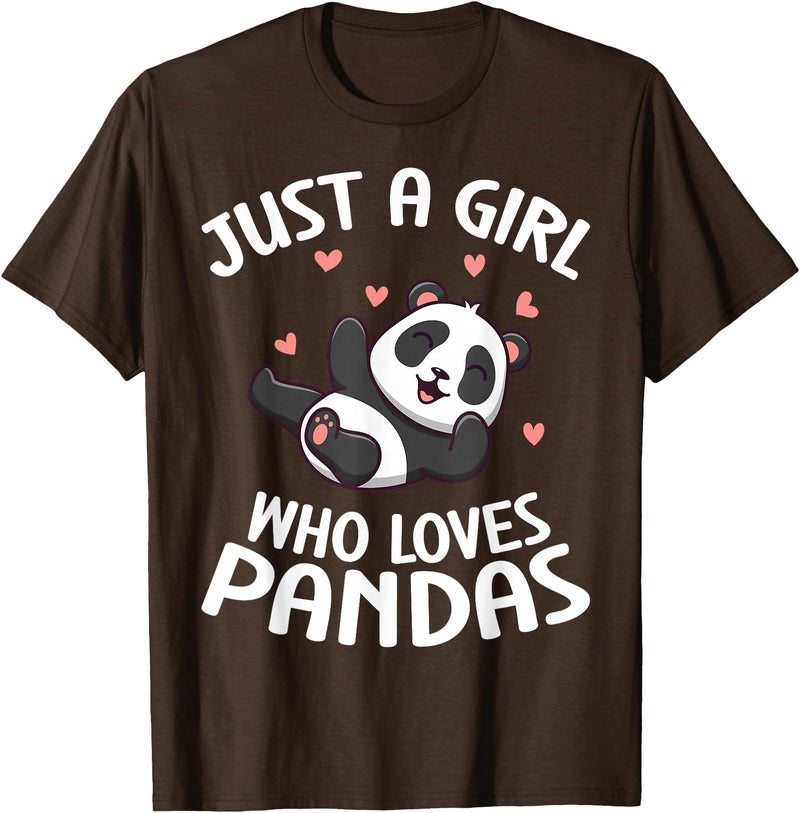 Panda Bear Clothing Panda Lover Cute Kids Just A Girl Who Loves Pandas T-Shirt - Brown