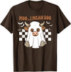 Funny Halloween Tees for Women Men Sarcastic Moo I Mean Boo Cute Ghost Cow Funny Halloween Men Women Kids T-Shirt - Brown