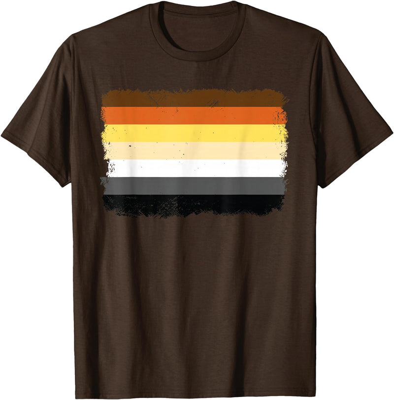 LGBTQ Bear Flag Gay Pride Gift For Men LGBT Papa Mens Gay Pride Month - Gay Flag Bear T-Shirt - Brown