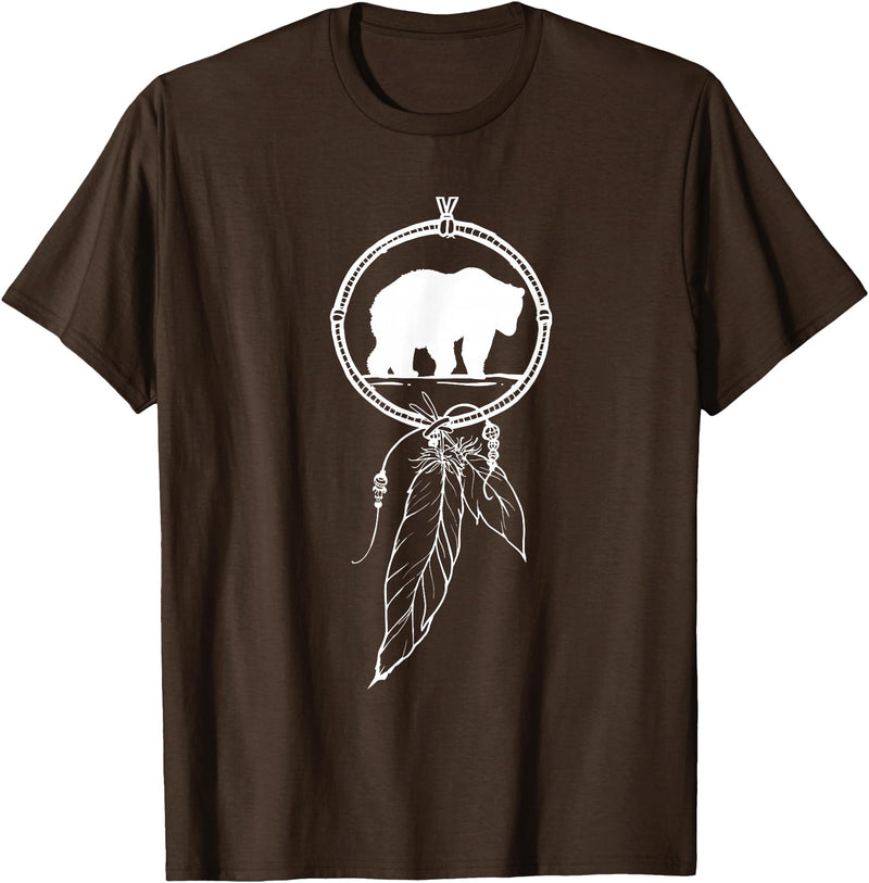 American Indian Shirts by CrushRetro Native American Dreamcatcher Bear Women Men Kids T-Shirt - Brown