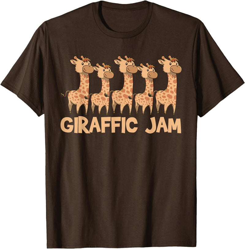 Cute Giraffe Gifts Giraffe Giraffic Jam Funny Word Game Cute T-Shirt - Brown