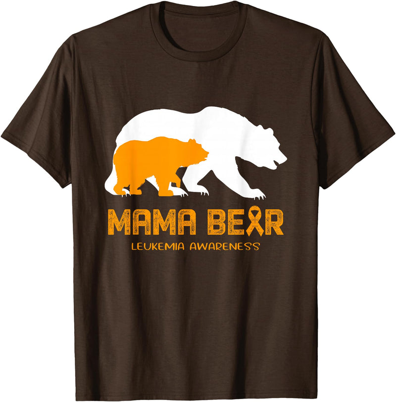 LEUKEMIA Awareness T-Shirt Mama Bear LEUKEMIA Awareness Shirt For Women Men T-Shirt - Brown