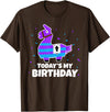 Todays My Bday LLama Tees Cute Birthday Llama Funny Bday Animal Party T-Shirt - Brown