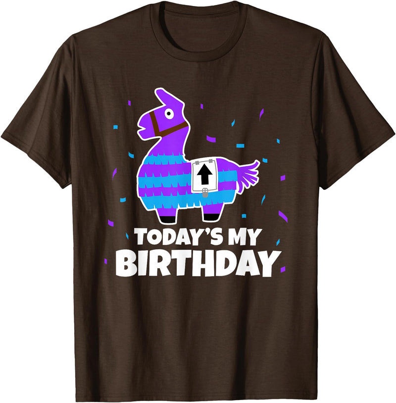 Todays My Bday LLama Tees Cute Birthday Llama Funny Bday Animal Party T-Shirt - Brown