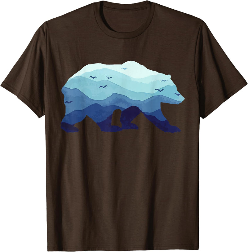 Grizzly Bear Mountains - Gifts & Apparel Co. Bear Nature Mountains Grizzly Hiking Camping Outdoor Gift T-Shirt - Brown