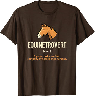 Horse Equine Equinetrovert Equestrian Lover Kid Fo Equinetrovert Funny Horse Definition Kids Horse Lover Equesn T-Shirt - Brown