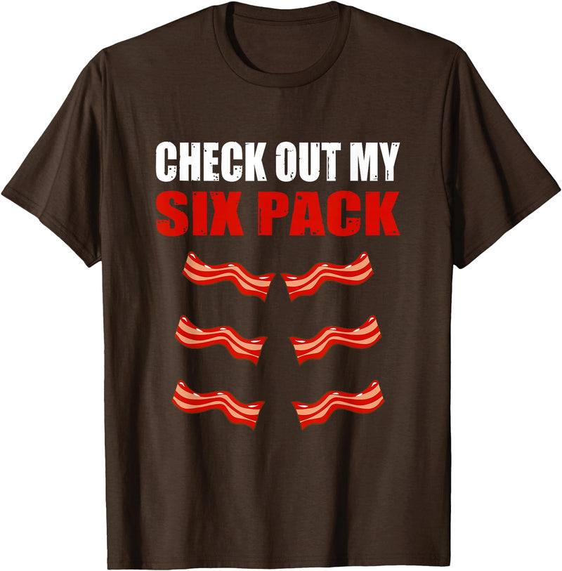 Check Out My Six Pack Bacon Gymer Bodybuilding Watch My Sixpack Funny Bacon Gymer Bodybuilding T-Shirt - Brown