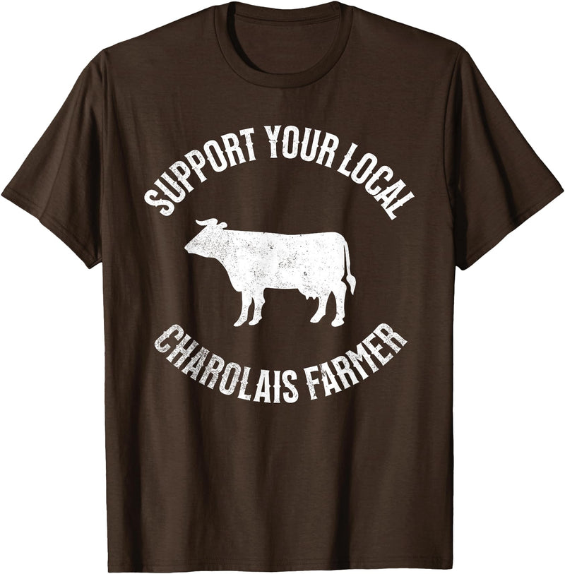 Charolais Cow Support Charolais Cow Cattle Farmer Meat T-Shirt - Brown