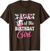 Vintage Retro Birthday Mamaw Of The Birthday Girl Farm Cow 1St Birthday Girl T-Shirt - Brown