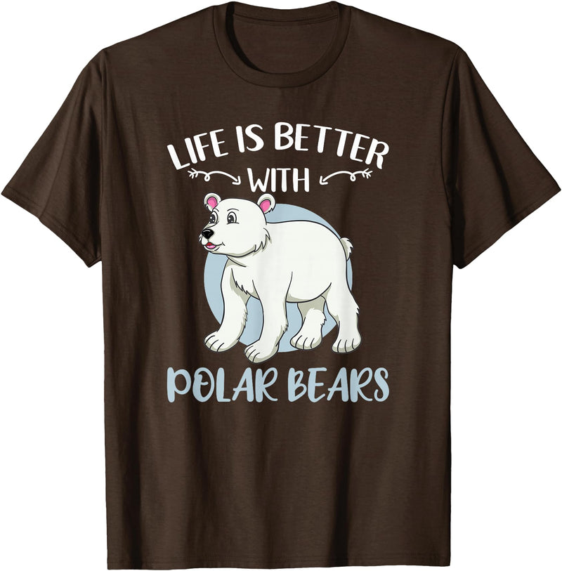 Hiking Lover Design Life is Better with Polar Bears T-Shirt - Brown