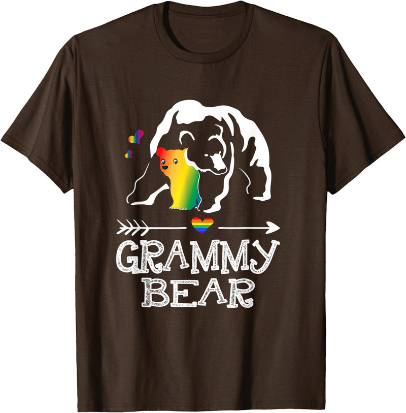 Proud Mom LGBT Pride Tee Grammy Bear Grammy Bear Proud Mom Rainbow Flag LGBT Pride T-Shirt - Brown