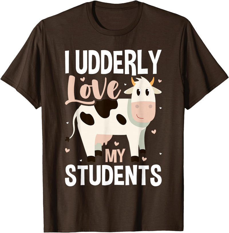 Cow Lover Gift Co. Cow Teacher Lover T-Shirt - Brown