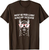 Pun Llama Animal Math Teacher Math No Prob llama Alpaca My Calculator Funny Pun Teacher T-Shirt - Brown
