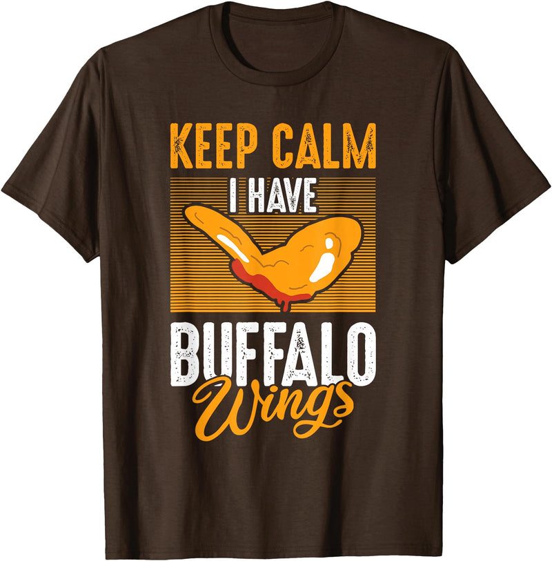 Buffalo Wings Fried Chicken Hot Wing Sauce T-Shirt - Brown