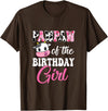 Vintage Retro Birthday Pawpaw Of The Birthday Girl Farm Cow 1St Birthday Girl T-Shirt - Brown