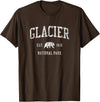 Jim Shorts Glacier National Park T-Shirt Vintage Sports Design Tee T-Shirt - Brown