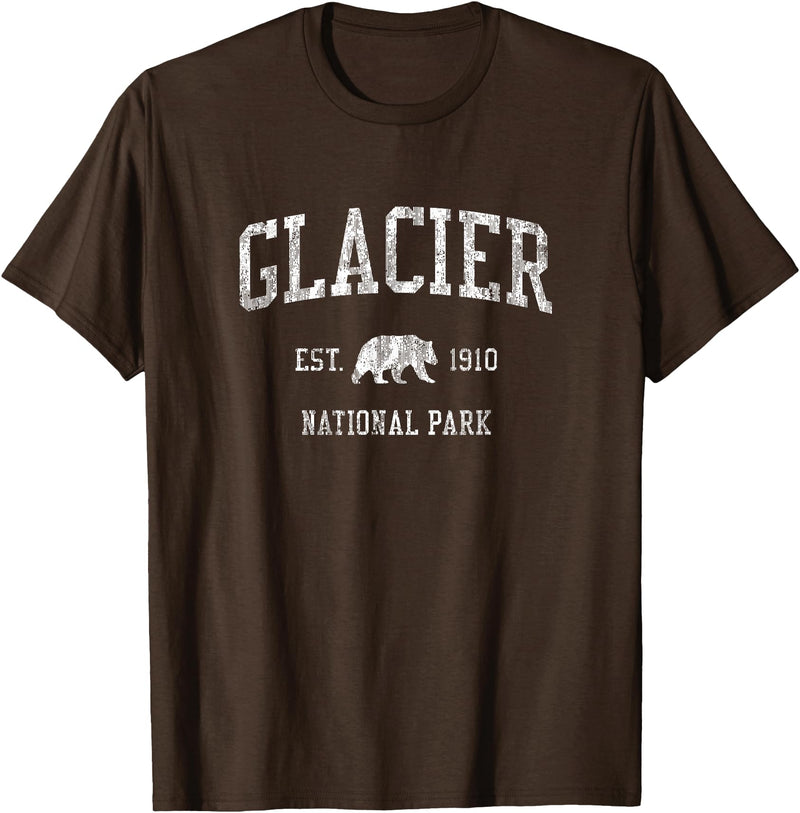 Jim Shorts Glacier National Park T-Shirt Vintage Sports Design Tee T-Shirt - Brown