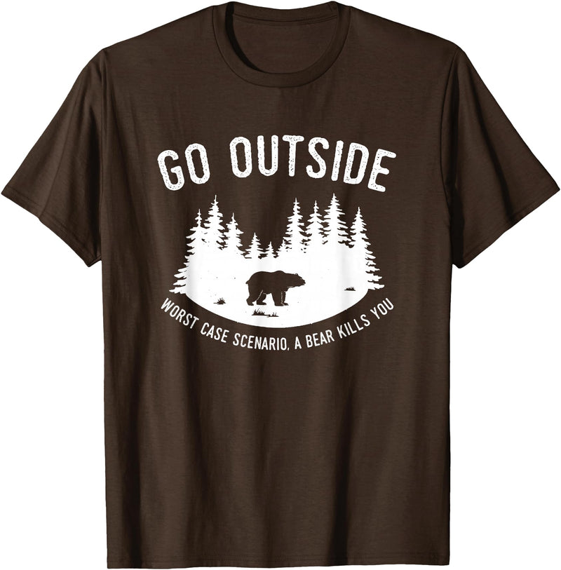 Explore Tees Go Outside Worst Case Scenario A Bear Kills You Explorer Tee T-Shirt - Brown