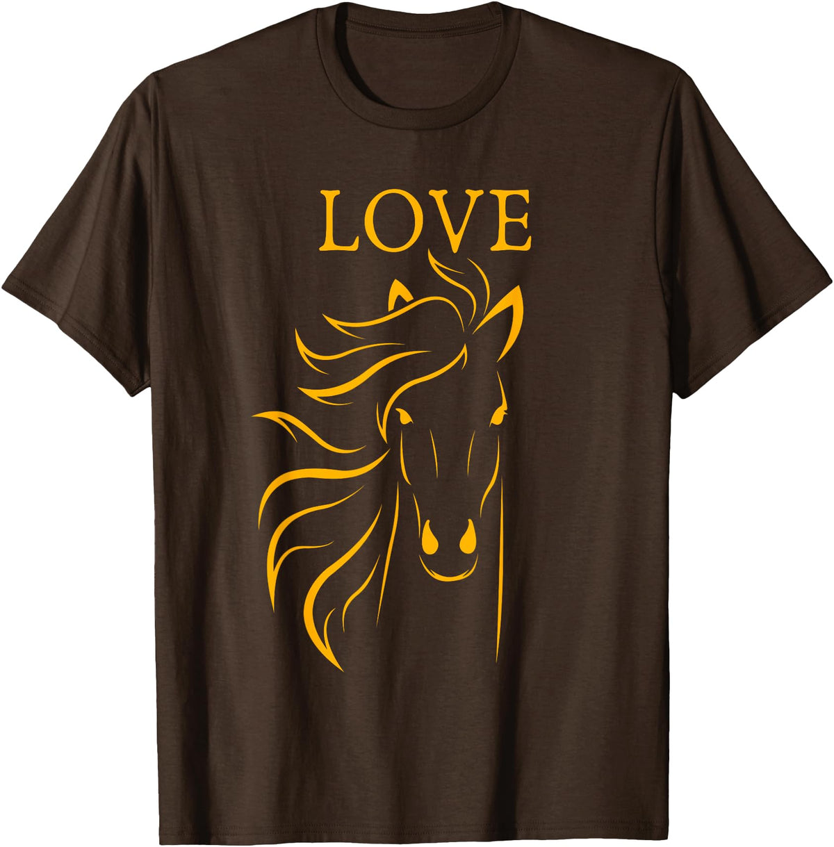 I Love Horses Shirts and Gifts Women and Girls Stylish Love Horse Head T-Shirt - Brown