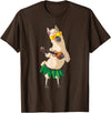 Llama Ukulele Luau TShirt Cute Gifts Llama Ukulele Luau Cute Funny Cool Hawaii Alpaca Gift T-Shirt - Brown