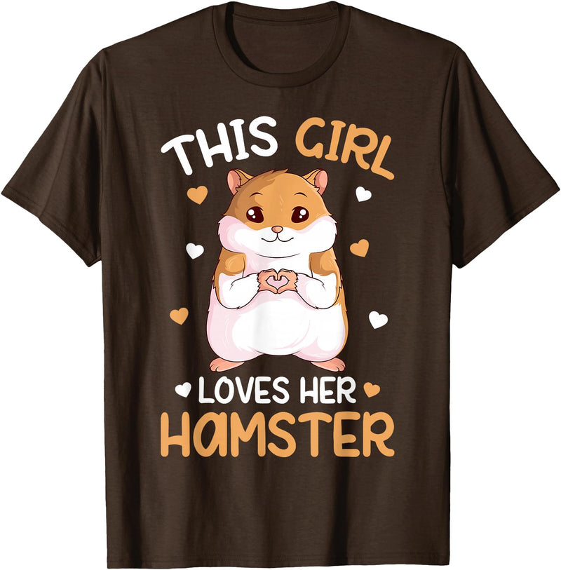 This Girl Loves Her Hamster Hammy Girls Hamster Lover T-Shirt - Brown